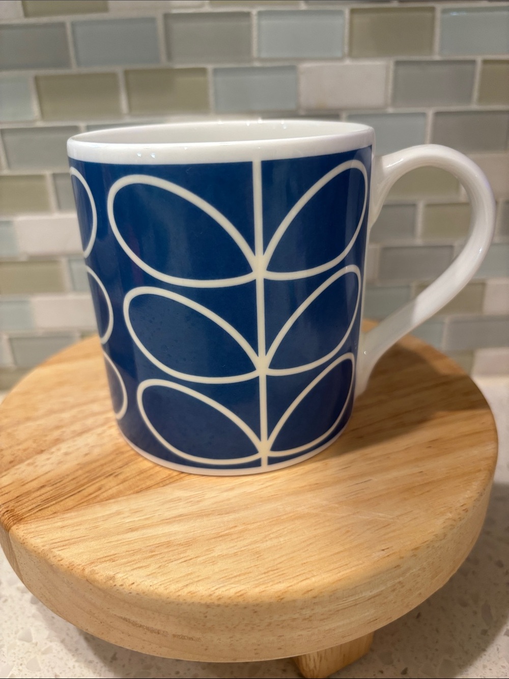 Orla Kiely Blue Linear Stem Bone China Mug 350ml NWOT